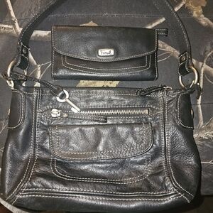 Fossil Black Leather Bag With Matching Wallet